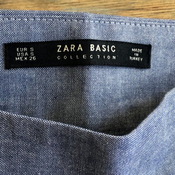 Zara Basics Collection Pants Overlap Wrap Front Blue Womens Size M S - Picture 5 of 10